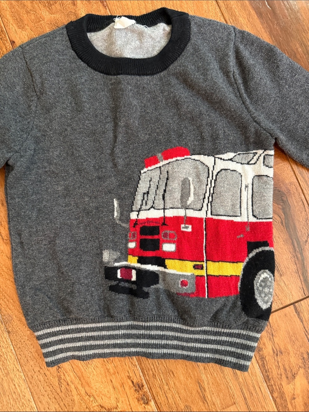 Baby GAP Grey Sweater with Red Fire Truck Graphic